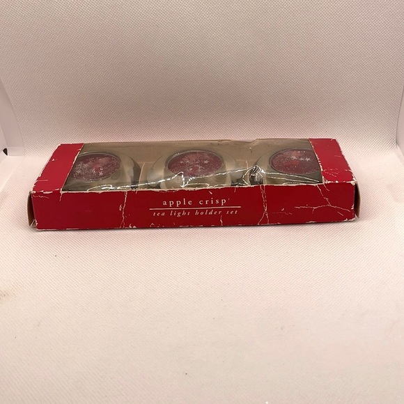 Pier 1 Glass Tea Light Holder Apple Crisp Set of 3. NWT - Picture 3 of 5